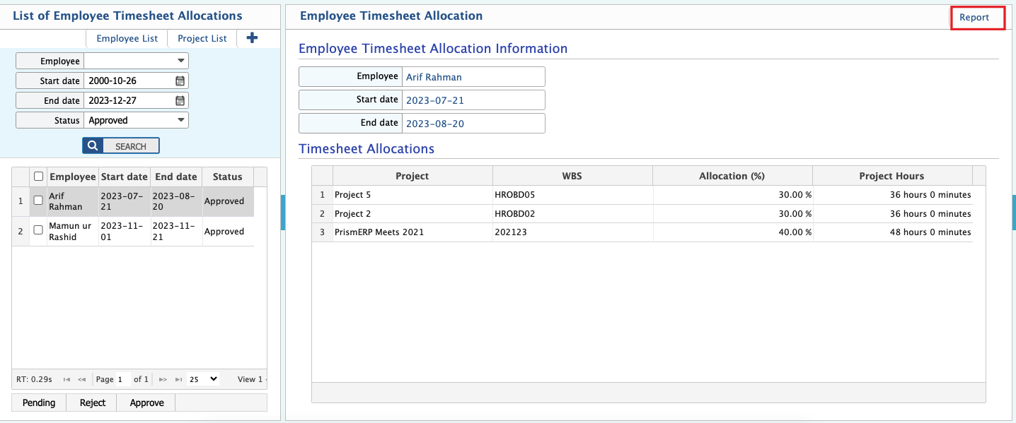 Timesheet Report